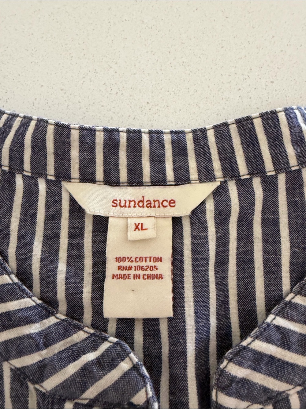 Sundance Navy and White Vertical Stripe Button-Down Shirt - Picture 2 of 3
